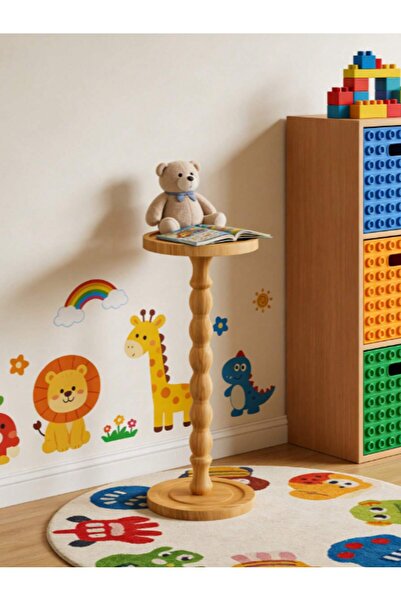 Mtanvxay Natural Wood Round Table Solid Legs Movable Modern Style for Coffee ...