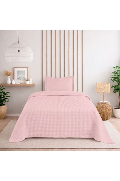 Bella Home Single Sonnia Bedspread Set - 180X240 cm - Powder with Pvc Bag