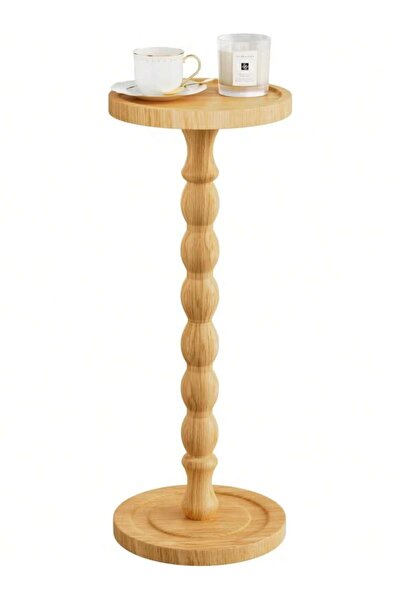 Mtanvxay Minimalist Vintage Round Table Sturdy Wood Base for Living Room Bedr...