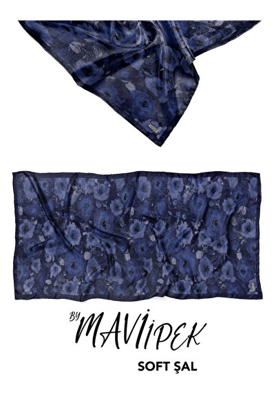 şehri şal Blue Silk Soft Cotton Shawl Pattern 1 D3