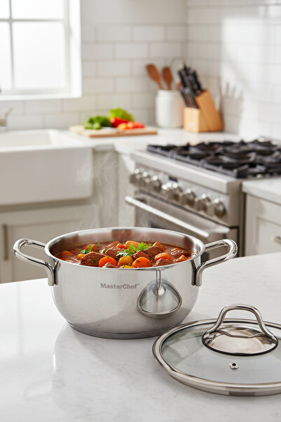 Masterchef 18 cm Stainless Steel Deep Pot – Induction Base – Superior Heat Di...
