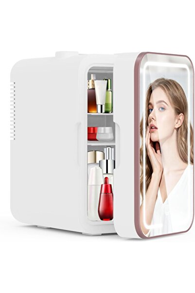 Arabest Mini Fridge for Bedroom, 6L Skincare Fridge with Dimmable LED Light M...