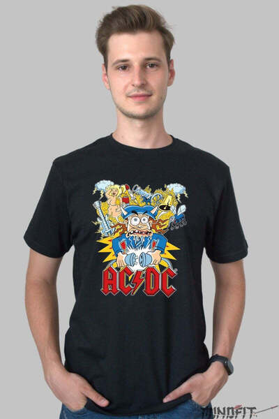 GILDAN Tricou Rock Ac Dc High Voltage Cartoon Explosion Barbat