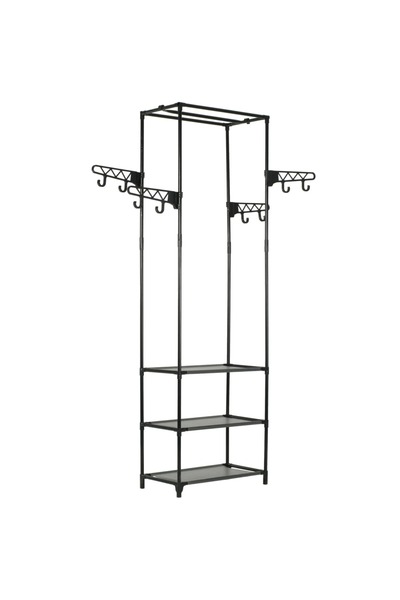 vidaxl Clothes Rack Steel and Non-woven Fabric 55x28.5x175 cm Black