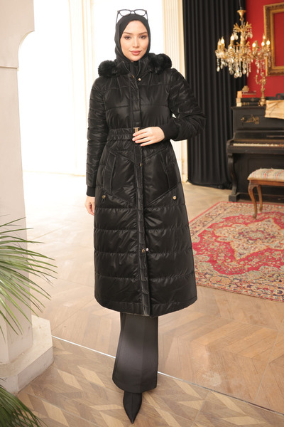 İmajButik Black Large Size Hooded Inflatable Coat
