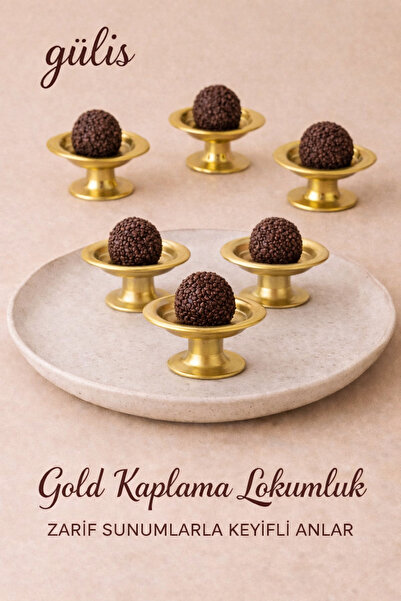 gülis Dekoratif Metal Gold Simli 6 Lı Şekerlik Kahve Yanı Sunumluk Lokumluk Lüx