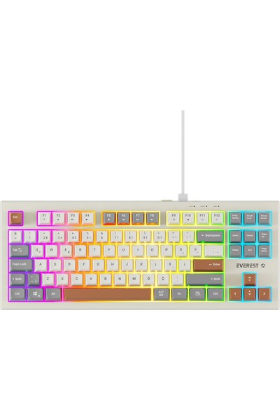 Everest Kb-98 Silent Tkl Gri Mavi-Gri-Kahve Rainbow Q Membrane Kablolu Klavye