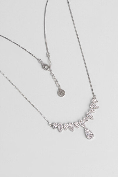 So CHIC... Gonca Zarafeti 18 Ayar Beyaz Altın Kaplama 45 Cm Gümüş Kolye