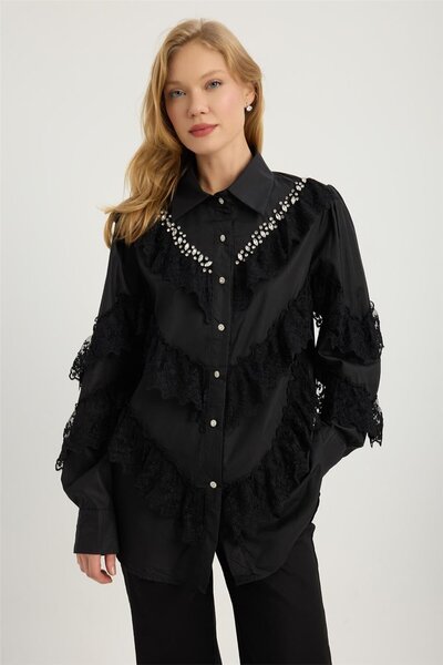 HomeStore Dantel Fırfırlı Gömlek