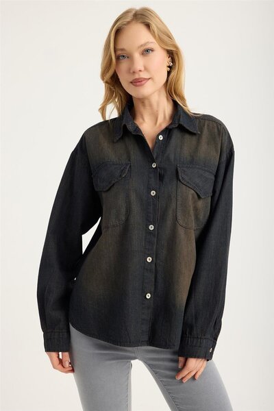 HomeStore Jean Taşlanmış Shirt