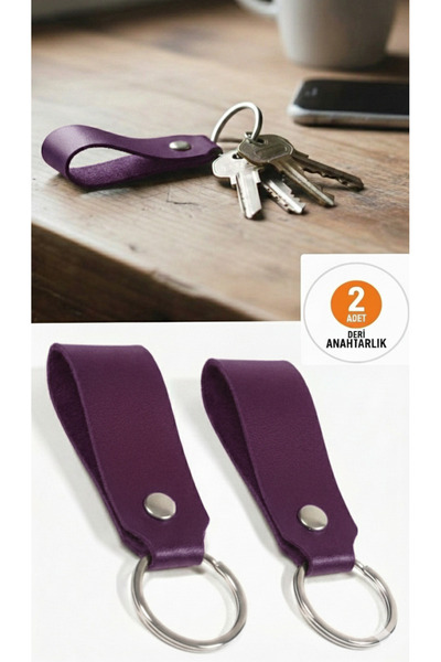 Ayleen Ayz Set de 2 brelocuri din piele, mov, cuplu de îndrăgostiți, combi