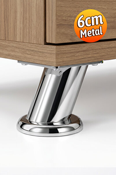 Badem10 Bază din metal cromat reglabilă (6 cm) cu masă, pentru unitate TV, pi...