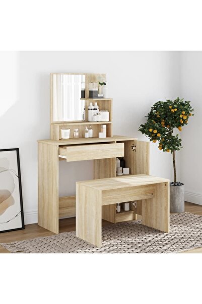 vidaxl Dressing Table Set Sonoma Oak 86.5x35x136 Cm