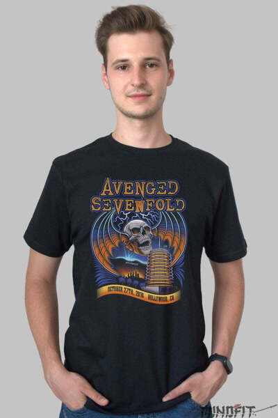 GILDAN Tricou Avenged Sevenfold Hollywood Skull Tour Barbat
