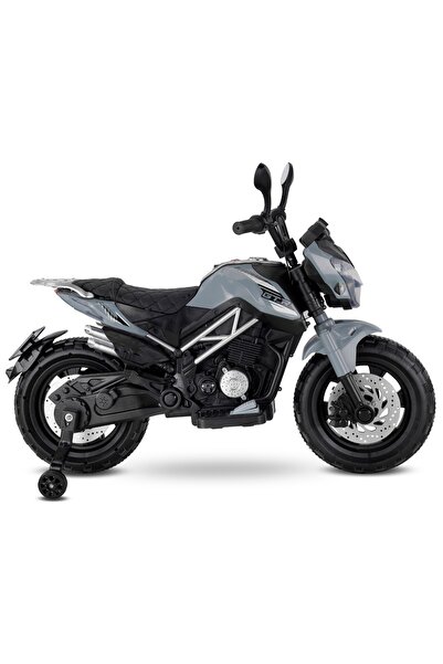 BabyHope 447 Motocross Akülü Motor Çocuk Motoru Gri