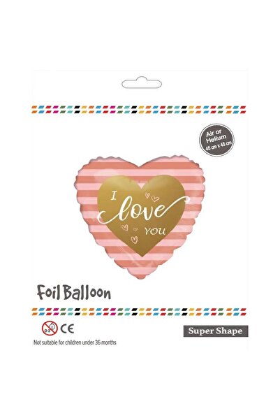 BEST PARTİ Valentine's Day 18-Inch Heart Striped I Love You Foil Balloon