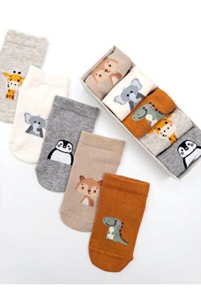 KARAMİLA 5-Piece Cotton Baby Booties Socks Boxed