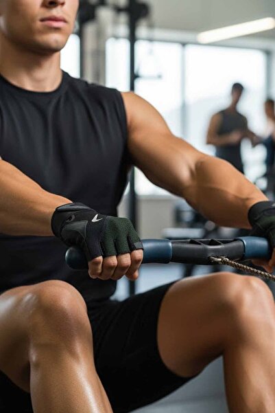 Nike قفازات رياضية سوداء للرجال للتدريب واللياقة البدنية في صالة الألعاب الري...