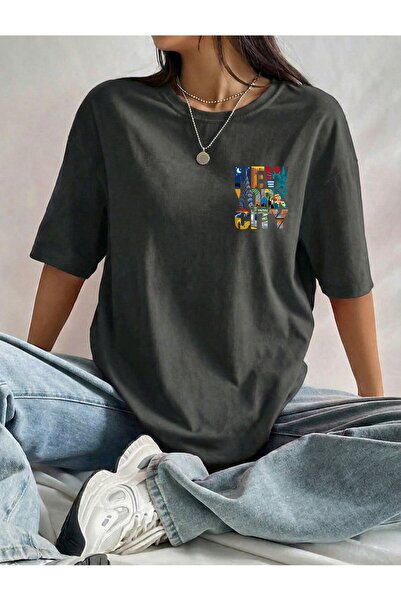 BUWOM Γυναικείο μπλουζάκι New York Color Crew Neck