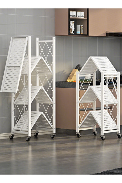 Generic رف تخزين منزلي - رف تخزين مطبخ قابل للطي متعدد الطبقات من الفولاذ الك...