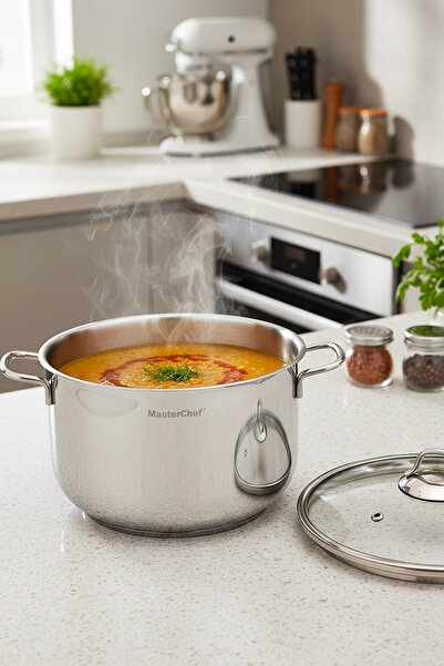 Masterchef 28 cm Paslanmaz Çelik Derin Tencere – İndüksiyon Tabanlı, Extra Bü...