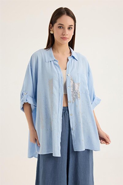 HomeStore Payetli Yıldızlı Gömlek