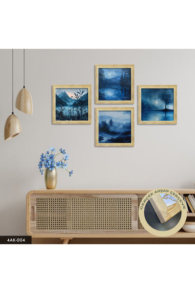 Evinemoda Doğa Manzara Temalı 4 Parçalı Ahşap Çerçeveli Tablo