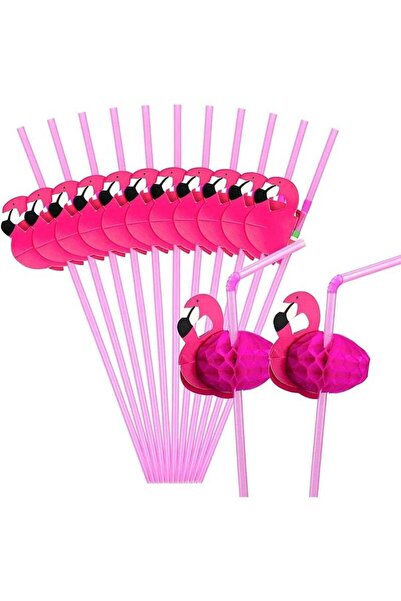 Arabest عبوة من 50 ماصة على شكل فلامنجو، زينة لأدوات المائدة، مناسبة للميلك ش...