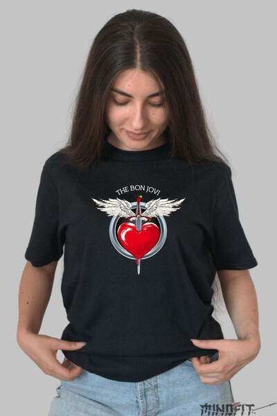 GILDAN Tricou Rock Bon Jovi Heart And Dagger Logo Dama