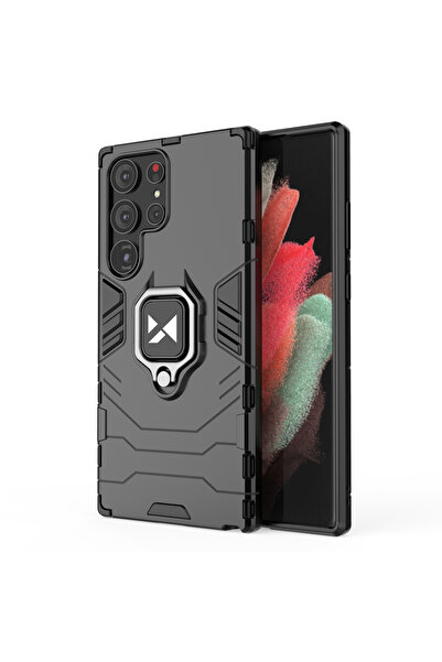 WOZINSKY Carcasă Ring Armor pentru Samsung S23 Ultra, Neagră
