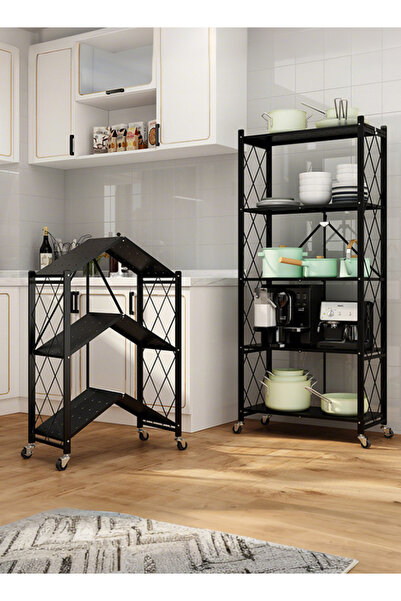 Generic Home storage rack - multi-layer carbon steel folding kitchen storage ...