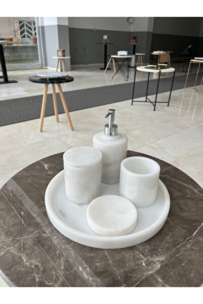 mermosamarble Afyon Beyaz Mermer Banyo Seti 6 Parça