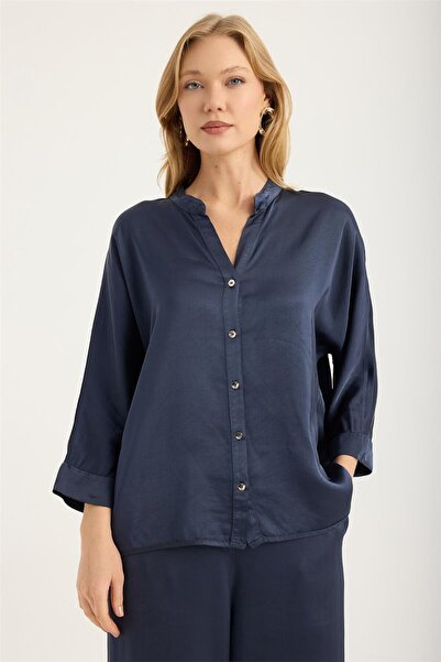 HomeStore Πουκάμισο με όρθιο γιακά και ¾ μανίκια