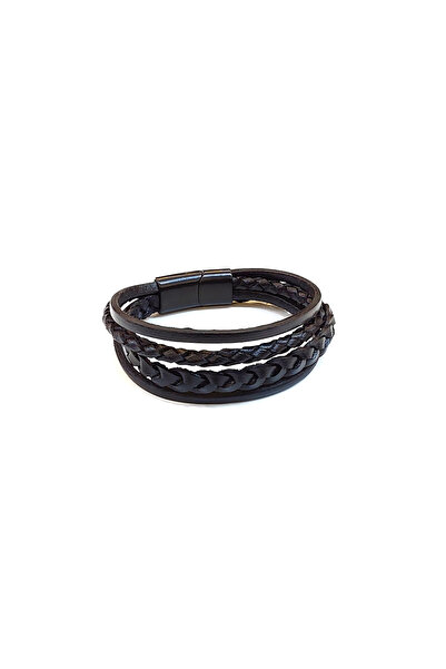HER ŞEY NOTA www.herseynota.com Black Multi Braid – Black Men's Leather Brace...