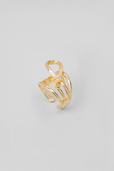 So CHIC... Aşk Düğümü 18 Ayar Sarı Altın Kaplama Ayarlanabilir Gümüş Yüzük