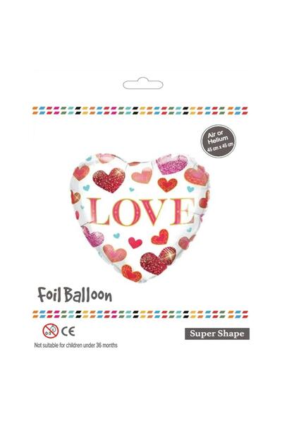RÖNESANS PARTİ Valentine's Day 18-Inch Heart Love Foil Balloon
