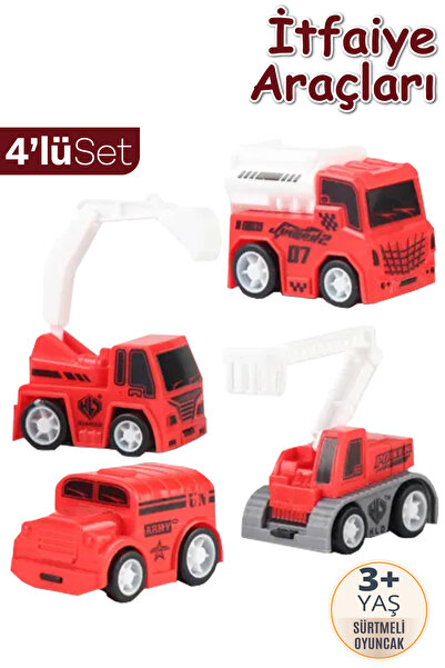 SmartFox Mini Sürtmeli İtfaiye Araçları Oyuncak Araç Seti 4'lü