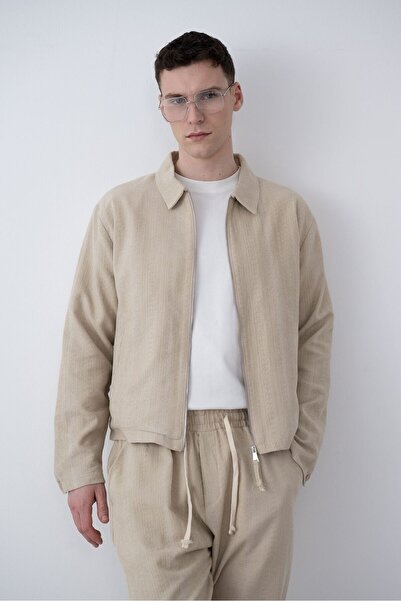 TÜZeMEN Textured Collar Fabric Jacket
