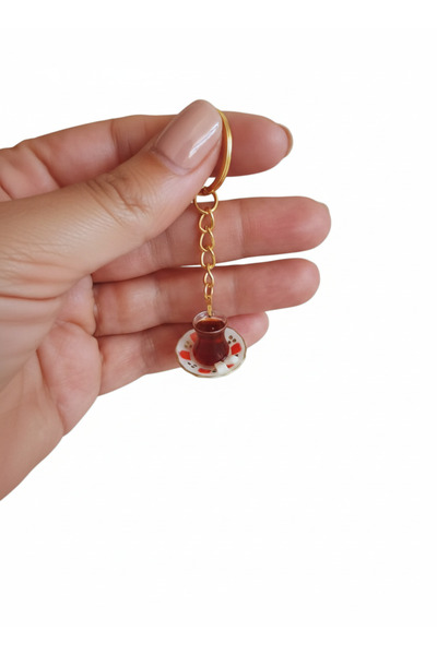 by bernArt Design BBD Minyatür çay bardağı anahtarlık. Kahveci model tabaklı.