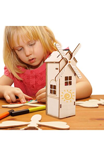 Generic مجموعة نموذج طاحونة هوائية تعمل بالطاقة الشمسية للأطفال من سن 10 سنوا...