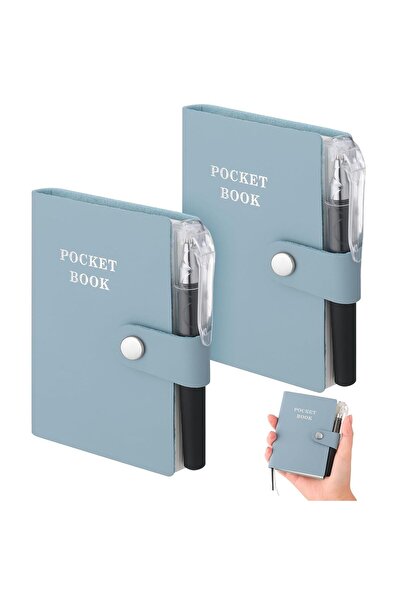 Generics 2 Pack A7 Pocket Notebook Set - Mini Leather Notepad with 2 Pens, 19...