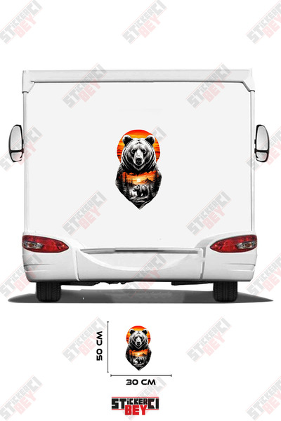 STİCKERCI BEY Nature Patterned Bear Visual Caravan Sticker Coating