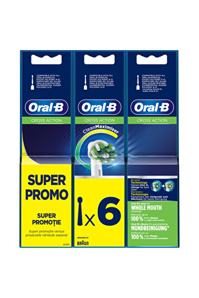 Oral-B Cross Action electric toothbrush refills, CleanMaximiser Technology 6 pcs