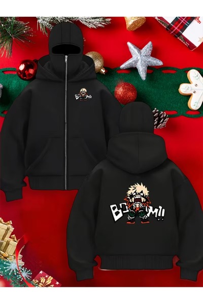 LAND MODA Hanorac Ninja cu mască de zăpadă – unisex cu glugă cald și conforta...