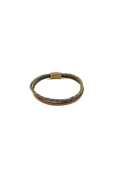 HER ŞEY NOTA www.herseynota.com Olive Taba Slim – Olive Green Knitted & Tan L...