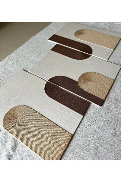 TR El Yapımı 3lü Tuval Tablo Kanvas İp Tablo