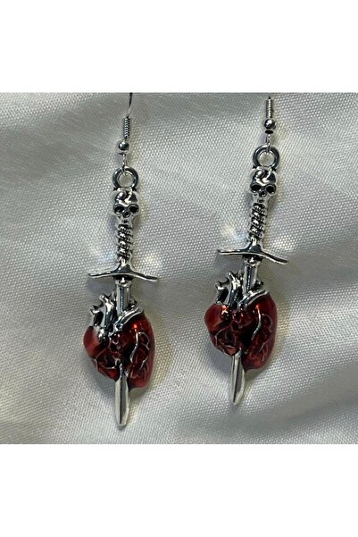 İsra Ayyıldız Moonstar Collection Dark Gotik Kuru Kafalı Kalbe Saplanmış Kılı...