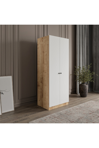Afilli Ülgen 2 Kapaklı Giyinme Dolabı Tamamı Mdf Led Askı