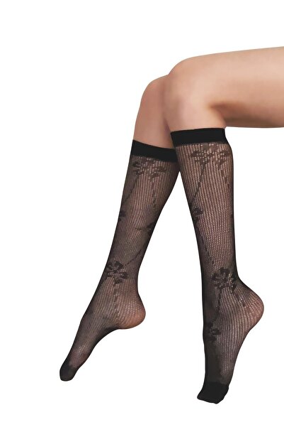 Daymod AHU DANTEL DİZALTI ÇORAP SİYAH