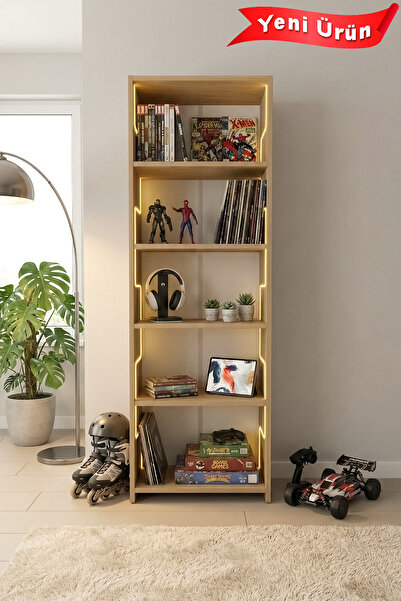 Platinreyon LABİRENT LEDLİ AÇIK KİTAPLIK Meşe